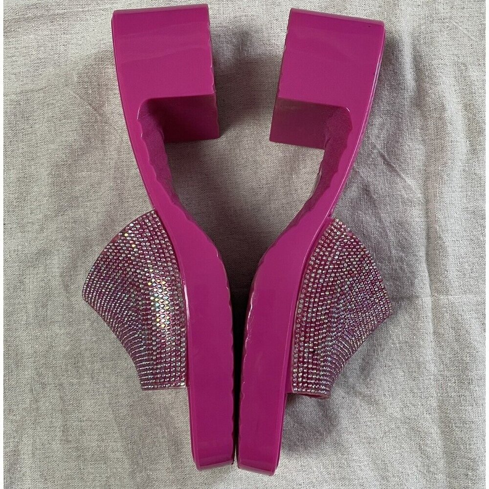 Rouge Helium Hot Pink Stud Embellished Slip On Sandal Womens 11 Barbiecore Y2K - Picture 3 of 11